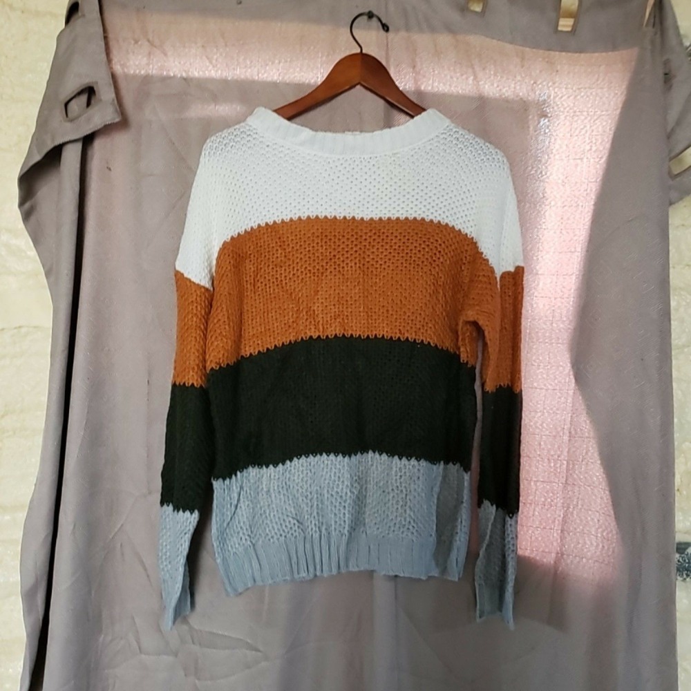 PRETTYGARDEN Sweater Womens XL Multicolor Crew Neck Long Sleeve Striped Knit